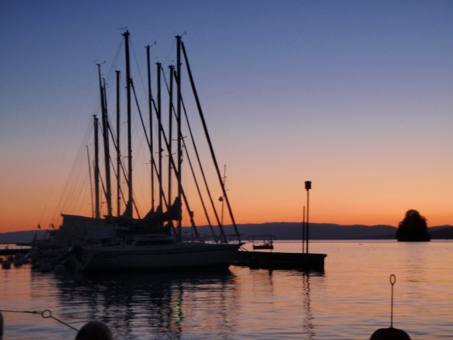 le coucher de soleil sur le lac Léman